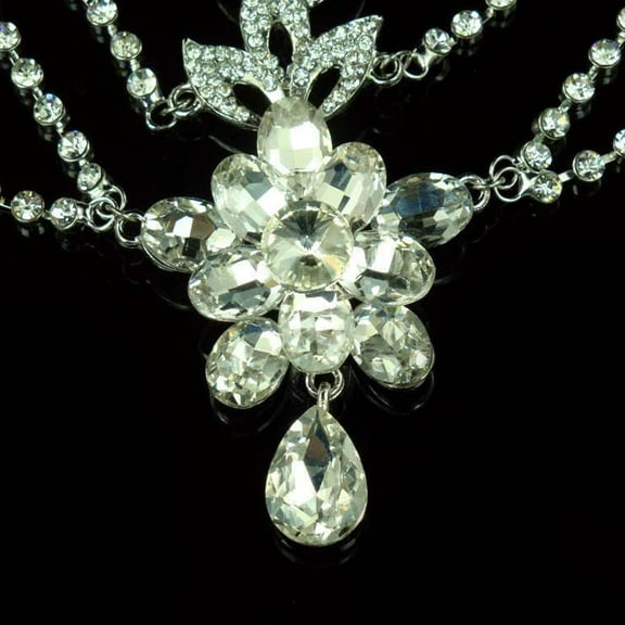 MLINS White Alloy Head Chain for Wedding Decoration with Crystal One Size Fits Most