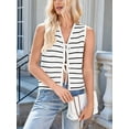 thumbnail image 5 of Women'S 2025 Summer Trendy Crochet Knit V Neck Sleeveless Tie Front Striped Sweater Vests Beach Outfits White L, 5 of 7