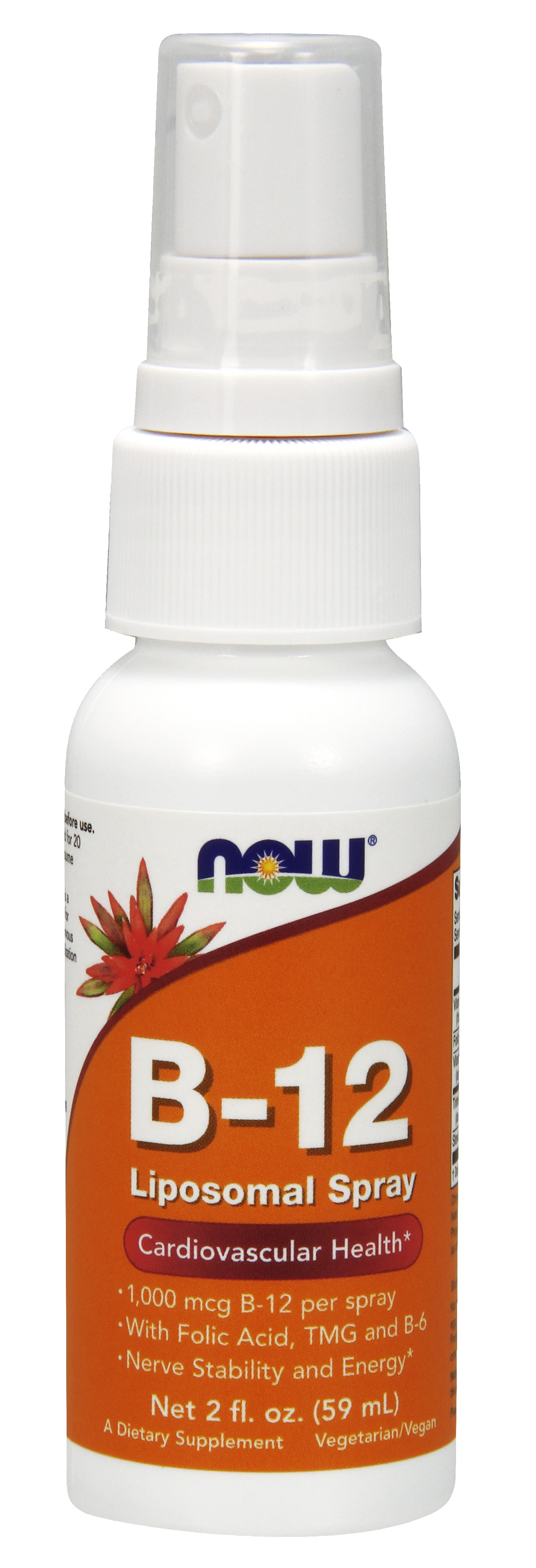 NOW Supplements, Vitamin B12 Liposomal Spray with Folic Acid, TMG and