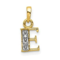 Finest Gold 14K Yellow Gold with Rhodium Diamond Letter E Initial Pendant