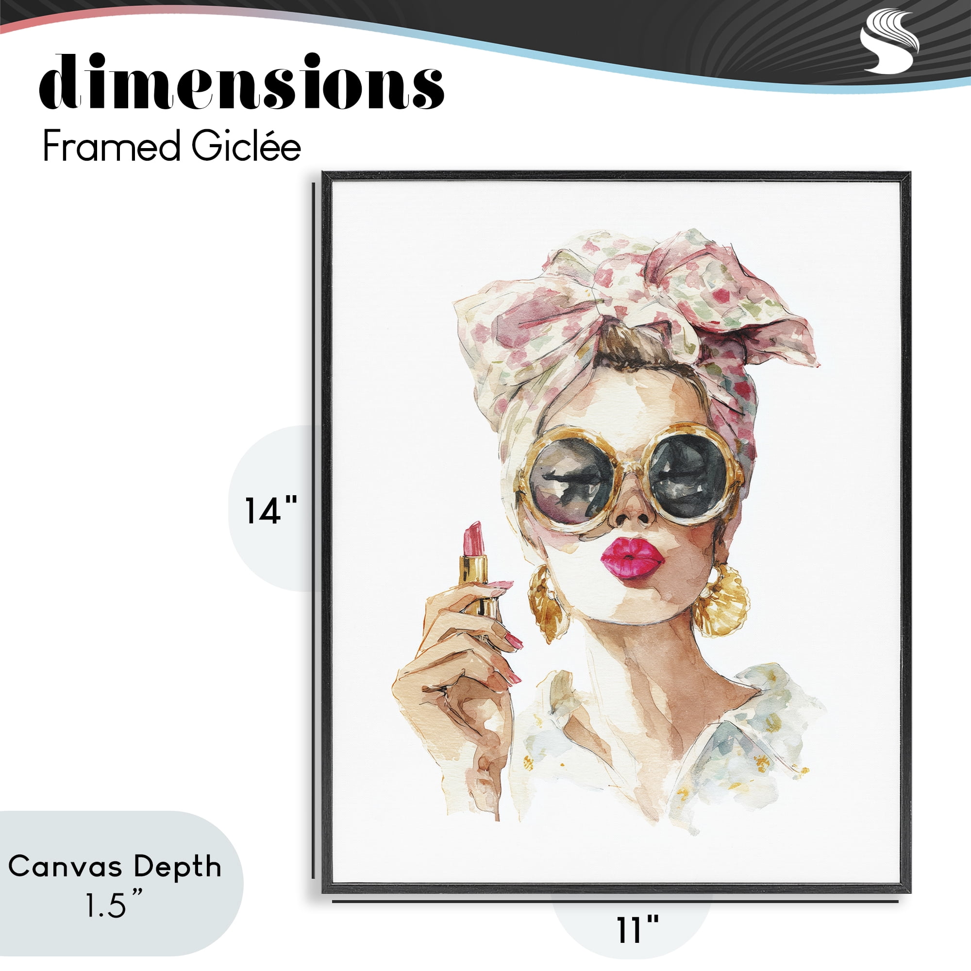 Stupell Industries Feminine Lipstick Spell Black Framed Giclee Art, design by Svetlana Aleynikova