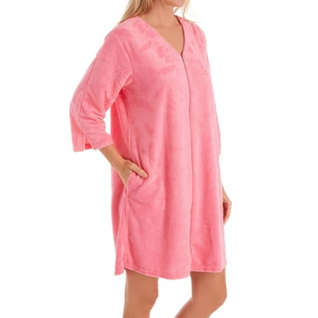 Women's Miss Elaine 838009 Micro Terry Short Zip Robe