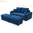 thumbnail image 4 of Loveseat with Ottomans, Corduroy Fabric Modular Sectional Sofa, Comfy Deep Plush Couch with Ottomans and Two Pillows for Small Spaces, Living Room, Bedroom, Office (Blue), 4 of 6