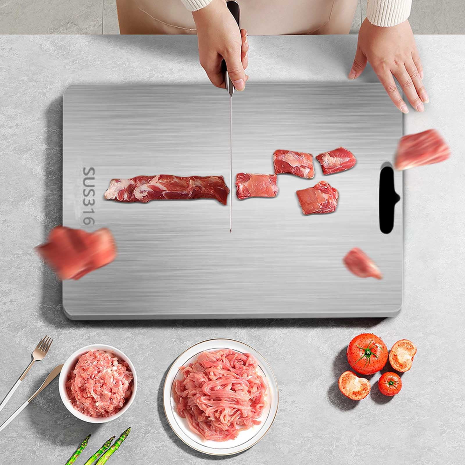 316 Stainless Steel Cutting Board, Double Sided Chopping Board Thick Cutting Mat Home Kitchen Cutting Mat for Food Prep 18x12Inch
