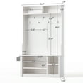 thumbnail image 6 of Bedroom Set - Includes Beige Queen Bed Frame and White Nightstands with LED Lights, White Lighted Vanity and Hall Tree for Modern Home Furniture Decor, 6 of 16