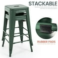 thumbnail image 4 of Stackable Bar Stools Set of 4, 24 Inch Metal Counter Height Stools for Indoor Outdoor Kitchen Patio Classroom Garden, Industrial Barstools (Dark Green), 4 of 8