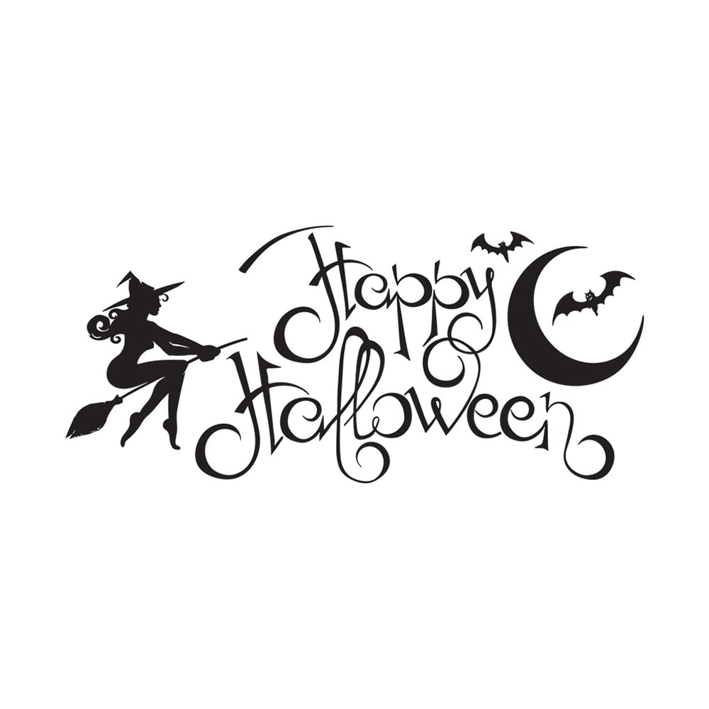 Halloween Window Wall Sticker Decor Vinyl Decal Stickers Witch Bat Mural