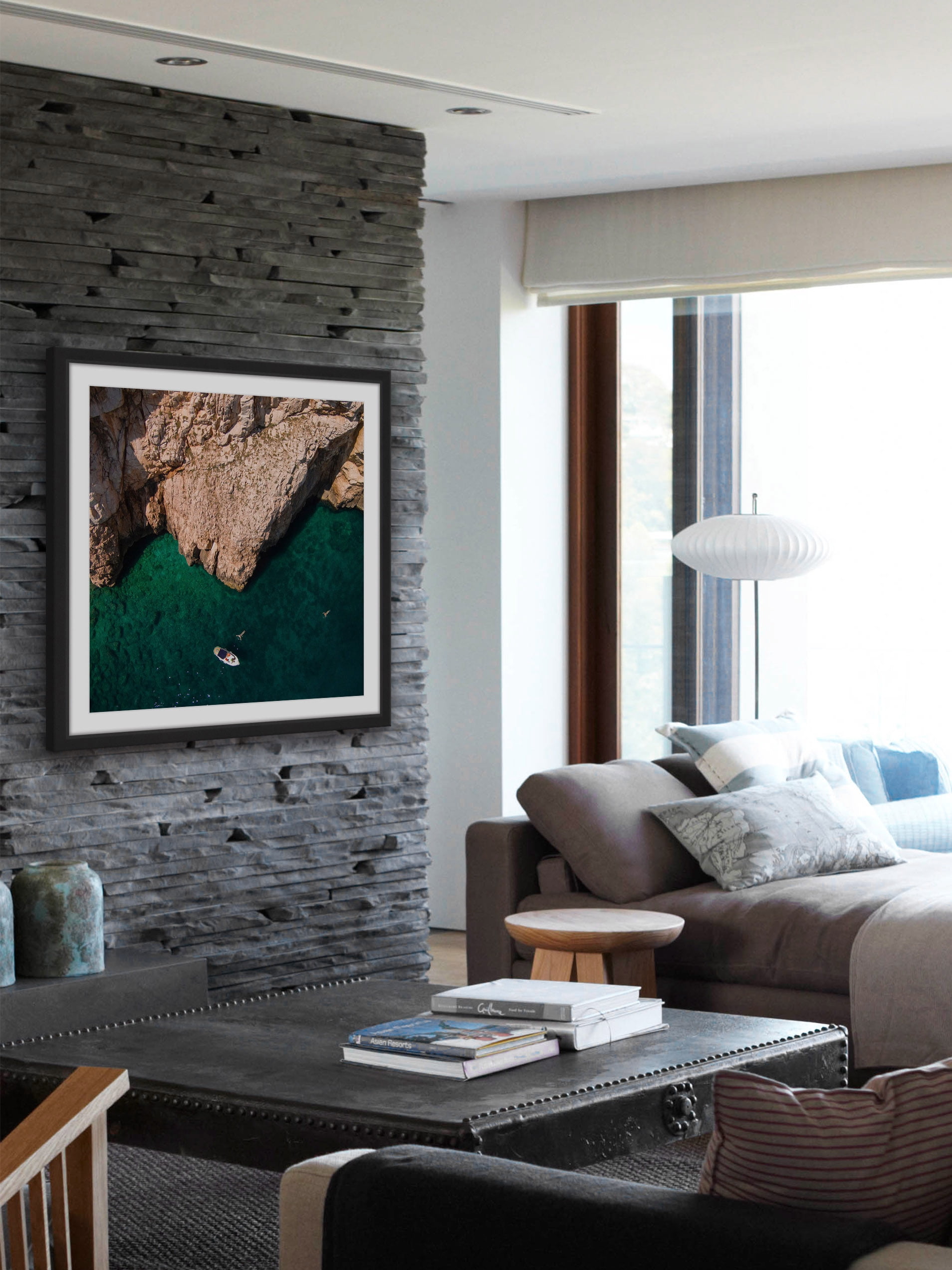 "Jagged Cliffs" Framed Painting Art Print, 32" x 1.5"