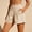 Beige, variant on FengLS Cotton Shorts for Womens Comfy Lightweight Solid Color Summer Shorts Elastic High Waist Front Pleated Design Side Pockets Shorts for Lounge & Beach
