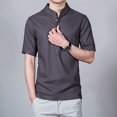 thumbnail image 6 of YLSDY Men's Cotton Henley Shirt Short Sleeve Stand Collar Tops Summer Casual Beach Solid Blouses Slim Fit Loungewear Lightweight Tees Dark Gray XL, 6 of 6