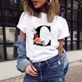 thumbnail image 2 of Gibobby Blusas Casual T Camisa impresa Round Women's Casual Top Short Cuello de manga Fashion Women's Blose（Rojo， XL), 2 of 4