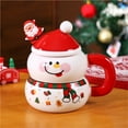 thumbnail image 3 of Snowman Mugs with Lid, Porcelain Christmas Coffee Mugs with Spoon for Coffee Hot Chocolate, 3 of 7