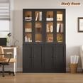 thumbnail image 3 of NEGYLIM 71" Bookcase with Glass Door,Display Bookshelves with Charging Station & Adjustable LED Lights,Modern Bookcase for Living Room,Bedroom,Home Office (Black B), 3 of 13