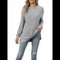 thumbnail image 2 of Camisa de Larga para Mujer, Suéter de Otoño, Túnica Informal, Ropa Holgada de Otoño con Bolsillos. Gris L, 2 of 10