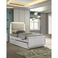 thumbnail image 7 of Glam Pearl White Twin Bed Frame w/ LED & Trundle - Bedroom Furniture - Fabric/Wood - Modern Design - 42.5"W x 80.5"L - Bedroom, 7 of 7
