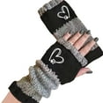 thumbnail image 2 of Uxgjfwu Fashion Embroidery Knitted Gloves, Warm Fingerless Gloves with Spliced Design, Casual Womens Gloves for Everyday Wear, Autumn Winter Accessory, Gift, 2 of 2