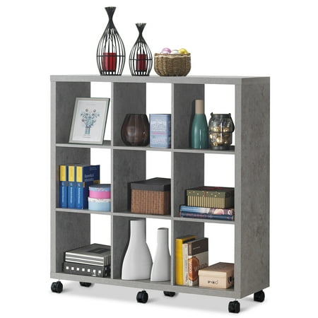 Costway 9 Cubes Ladder Shelf Freestanding Corner Bookshelf Display