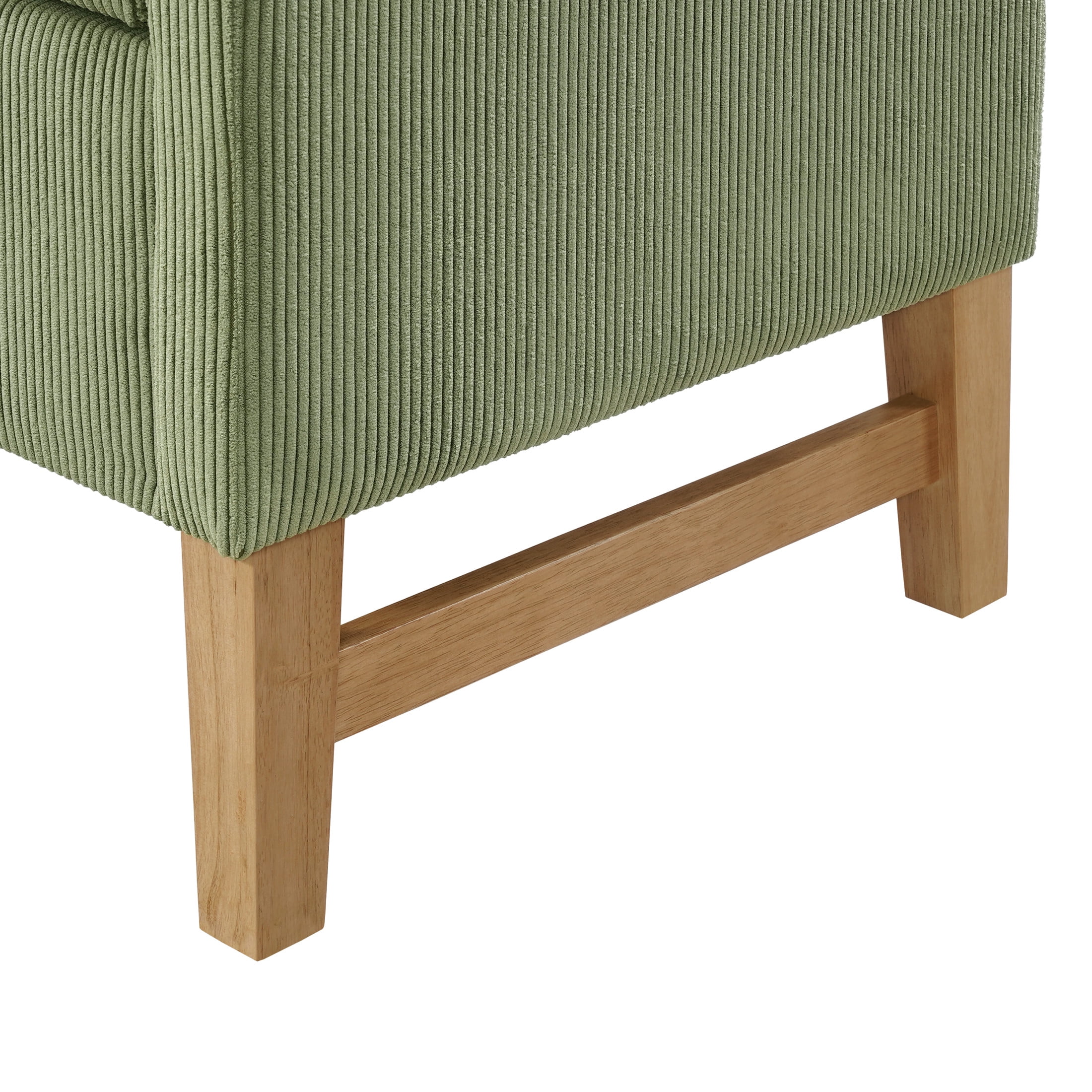 Christopher Knight Home Corduroy Storage Ottoman Bench with Wooden Legs and Pillows, Olive Green