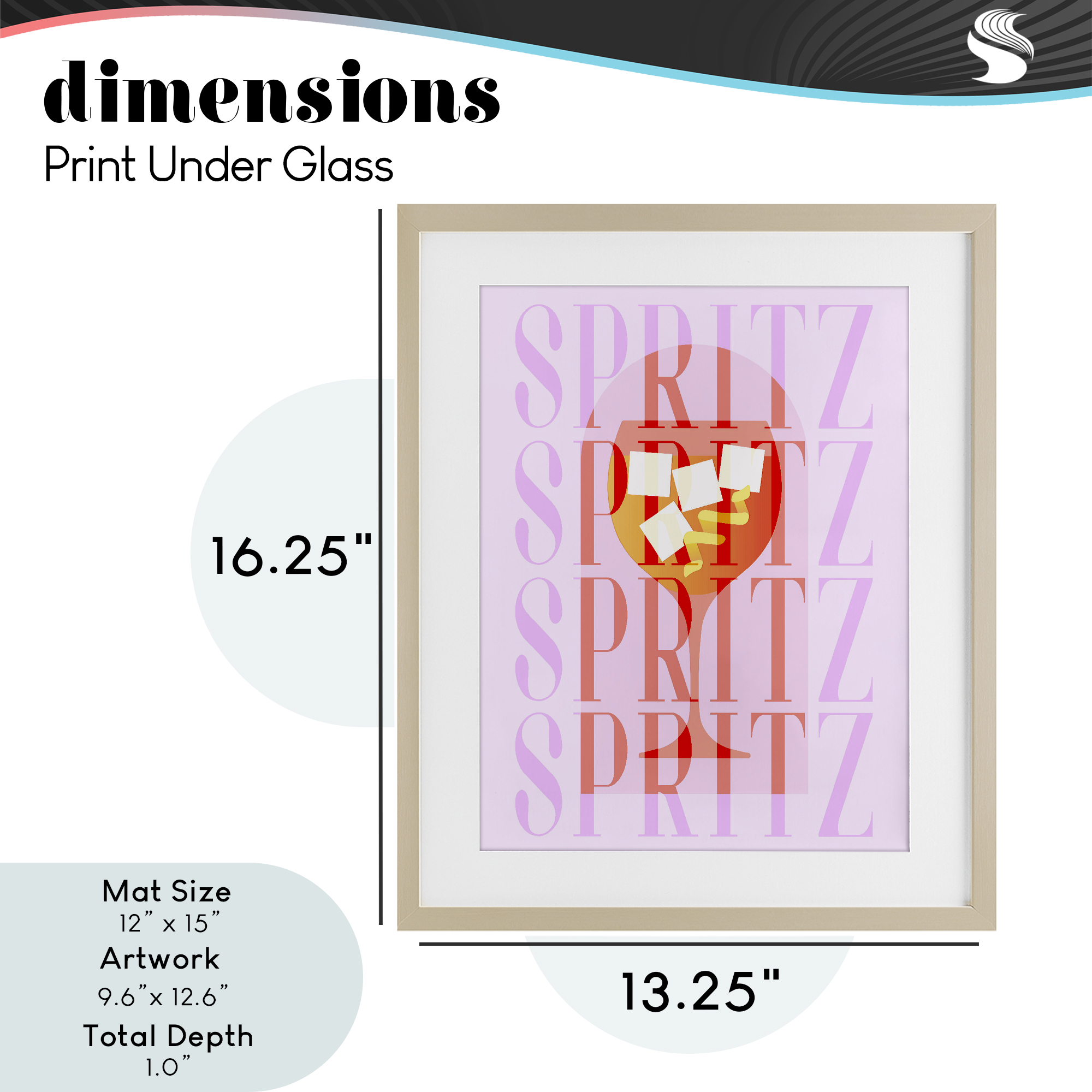 Retro Pastel Spritz Birch Framed Print Under Glass, design by Lil' Rue