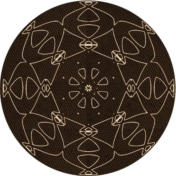 Ahgly Company Machine Washable Indoor Round Transitional Night Black Area Rugs, 5' Round