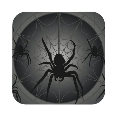

Salouo Black Spiders Print Round Coaster Drink Coasters Leather Bar Beer Beverage Coasters for Drinks Set of 4 for Tabletop Protection Coffee Table Decor