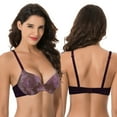 thumbnail image 4 of Curve Muse Women's Plus Size Perfect Shape Add 1 Cup Push Up Underwire Bras-2PK-Plum Print,Plum-38B, 4 of 6