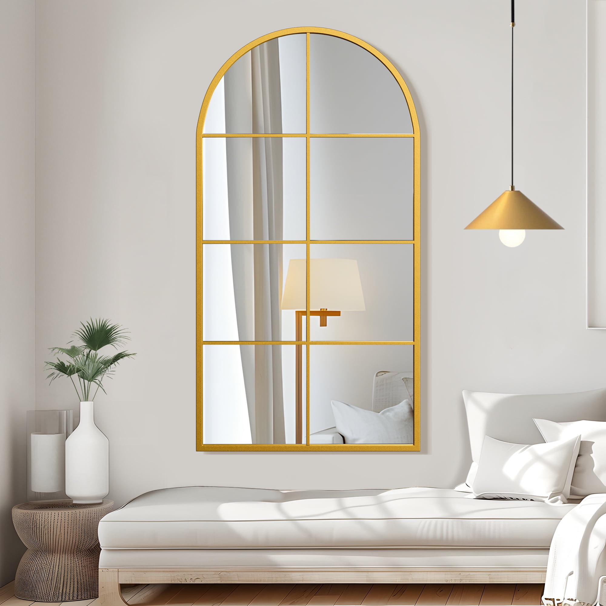55"x28" Arched Wall Mirror Window Mirror,Gold