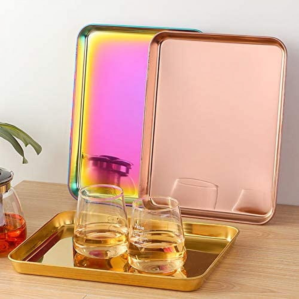 ABCISI Baking Tray, Stainless Steel Baking Cookie Sheet, Rectangle Rimmed Pan Baking, Non Toxic & Healthy, Mirror Finish & Rust Free, Easy Clean & Dishwasher Safe - Rainbow