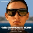 thumbnail image 4 of GRINDERPUNCH Polarized Shield Sunglasses for Men & Women Flat Top Oversized Square Lens UV400 Protection - Black, 4 of 10