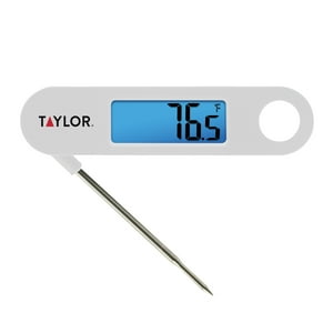Taylor Digital Folding Probe Meat Thermometer, White