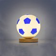 thumbnail image 3 of Lámpara de mesa de vidrio con regulador de intensidad remoto para decoración de dormitorio y estudio Luz de noche LED de madera con temática de fútbol, 3 of 8