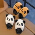 thumbnail image 7 of New Winter Warm Cartoon Cute Panda Indoor Mule Soft Non-slip Kids Fluffy Slippers for Boys And Girls Children Home Cotton Shoes (Khaki,24-25), 7 of 7