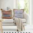 thumbnail image 2 of Ox Bay Ringo 20" x 20" Rainbow Jute Bordered Striped Cotton Adult Decorative Throw Pillow, 2 of 9