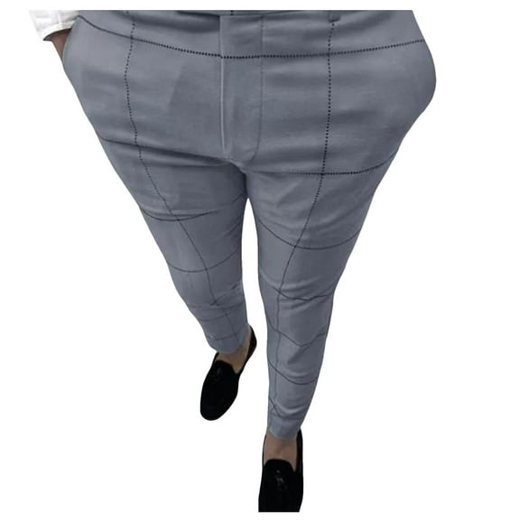 Zylarhe Casual Pants for Men Male Large Plaid Striped Casual Minimalist Small Leg Pants Big And Tall Pants
