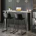 thumbnail image 3 of GIKPAL Bar Stools 26" Faux Leather Counter Height Barstools with Back Set of 2, Modern Counter Stools with Metal Legs and Footrest, Armless Chairs with Back for Kitchen Living Room Pub, Black, 3 of 7