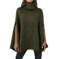 thumbnail image 1 of Gibobby Suéter térmico de manga larga Mujer Otoño Invierno Cuello Poncho Suéter Moda Chunky Knit Cape Wrap Suéteres Jumper Tops (Verdinegro, L), 1 of 5