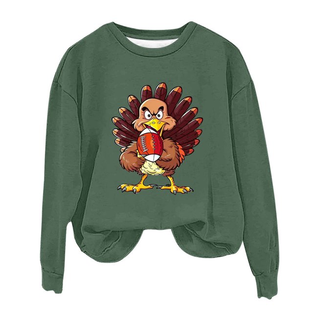 Rbaofujie Hoodies Mignons Femmes Décontracté Imprimé Col Rond Manches Longues Haut Chandails en Molleton Amples Vert Pull Femmes
