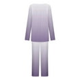 thumbnail image 6 of ibuvkizy Women's Pajama Sets,Women Fashionable and Casual Loose Printed Round Neck Button Up Long Sleeved Pants Pajama Set Purple,XL, 6 of 7