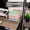 thumbnail image 5 of Mind Reader 3-Tier Paper Tray, Desktop Organizer, File Storage Metal, 11.5"L x 13.75"W x 10"H, Pink, 5 of 7