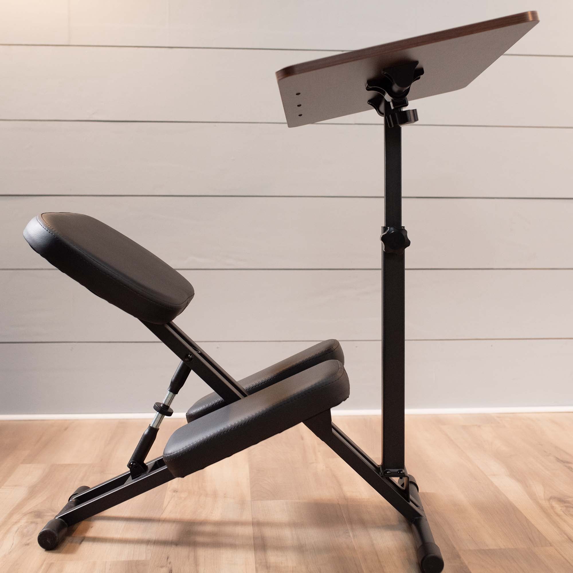 VIVO Ergonomic Kids' Kneeling Chair and Desk, Dark Wood Top, Black Chair