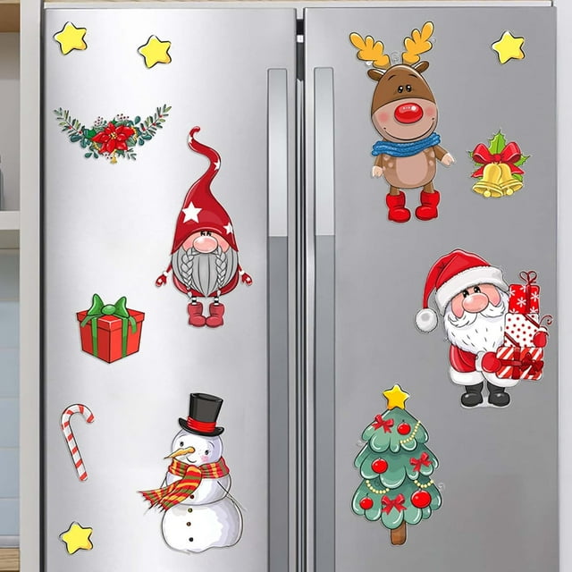 HUGFEGWE Christmas Refrigerator Magnets Decoration, Christmas Themed Magnetic Sticker, Christmas Magnetic Stickers for Refrigerator, Christmas Magnets for Fridge, Xmas Magnet Decals for CA919-156811