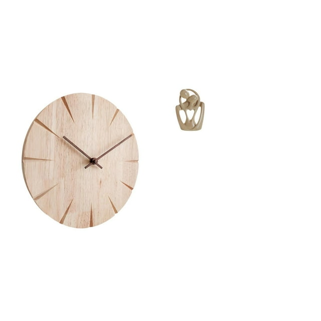 Reloj de pared redondo de madera y resina, hora precisa, estatua abstracta, escultura creativa para dormitorio y sala de estar, adecuado para regalar,