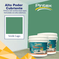 thumbnail image 2 of PINTEX Galon de Pintura para Pared Vinil-Acrílica | Fácil Aplicación, Alta Cobertura y Resistente a la Lluvia | Pintura Acrilica para Interiores Exteriores Mate | 3.8 L c/u | Color (VERDE LAGO), 2 of 8