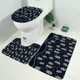 thumbnail image 2 of Dark Blue Daisy Flower Pattern Bathroom Rugs Sets 3 Piece,Toilet Cover Set,Absorbent Non Slip Bathroom Mats Sets with U-Shaped Contour Rug Toilet Rug Set, 2 of 5
