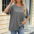 thumbnail image 5 of Tdoqot Womens Summer Tops Loose Fit Short Sleeve Casual Crewneck Soft Oversized T Shirts 2024 Gray Size M, 5 of 7