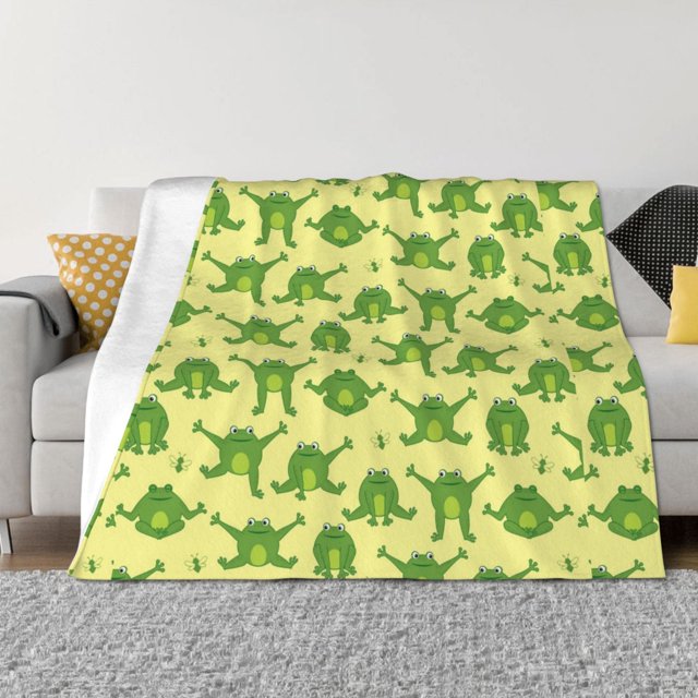 Fotbe Funny Frogs Manta de Franela con Estampado, Manta Ultrasuave para Cama, Sofá, Auto, Hipoalergénica y Antibolitas-50"x40"