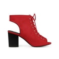 thumbnail image 3 of BLISSFUL STEP Bottines à Talon Bloc à Bout Ouvert à Bride Arrière Élégantes pour Femmes Rouge 6,5, 3 of 7
