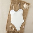 thumbnail image 6 of Women One Piece Swimsuits, One Piece Bathing Suit, Ladies Swimsuits, Women Spaghetti Straps One Piece Swimsuit Seashell Cct Out Bathing Suit Beach Vacation Outfits Slimming Swimwear, White XL, 6 of 7