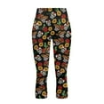 thumbnail image 4 of SCRAWLGOD Skull Sunflower Hat Rose Black Women's Capri Leggings with Pockets High Waist Tummy Control Crop 3/4 Leggings Slim Breathable Stretch Athletic Cropped Tights, L, 4 of 7