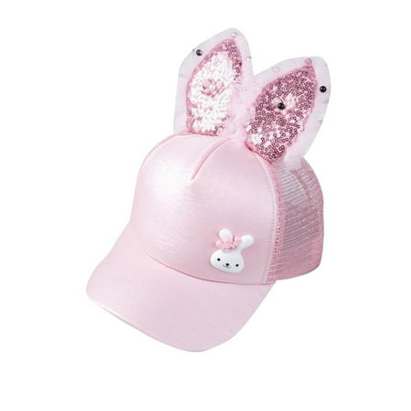 Little Girls Pink cap, Adorable Baseball Caps with rabbit ears ...